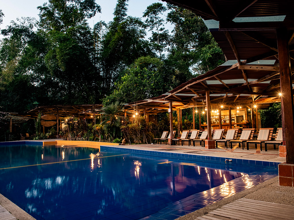 pool area itamandi eco lodge in amazon rainforest